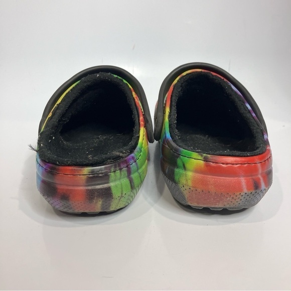 Crocs rainbow tie dye faux fur lined unisex sizing - Picture 5 of 9